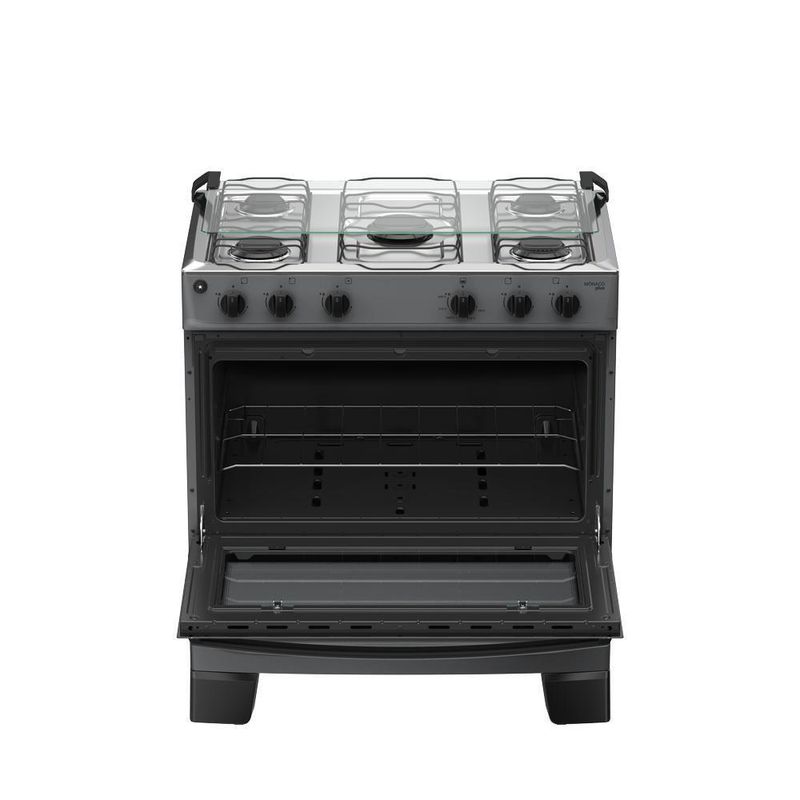 Fogão 5 Bocas Atlas Mônaco Plus Mesa De Inox Bivolt Titanium