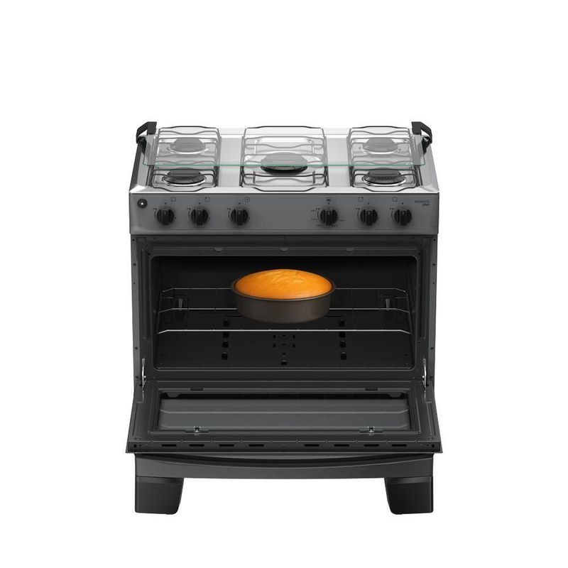Fogão 5 Bocas Atlas Mônaco Plus Mesa De Inox Bivolt Titanium