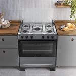 Fogão 5 Bocas Atlas Mônaco Plus Mesa De Inox Bivolt Titanium