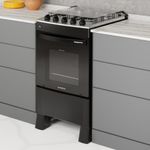 Fogão 4 Bocas A Gás Com Tampa Premium Plus Realce CR227 Preto Bivolt
