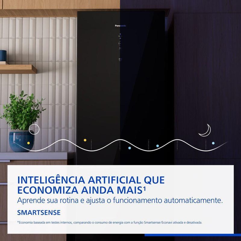 Geladeira Intuitive+ Panasonic Frost Free Inverter 407L Black Glass NR BB41GV2B NR BB41GV2BA 110V