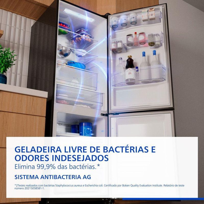 Geladeira Intuitive+ Panasonic Frost Free Inverter 407L Black Glass NR BB41GV2B NR BB41GV2BA 110V