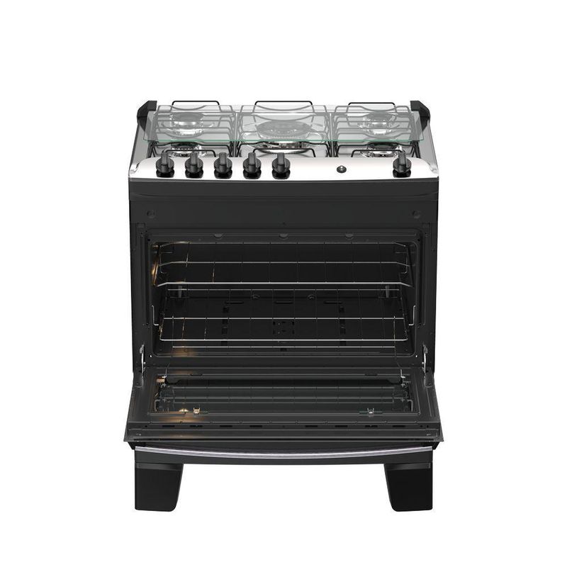 Fogão 5 Bocas Atlas Agile Up Automático Mesa Inox Preto Bivolt