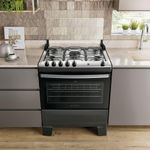 Fogão 5 Bocas Atlas Agile Up Automático Mesa Inox Preto Bivolt