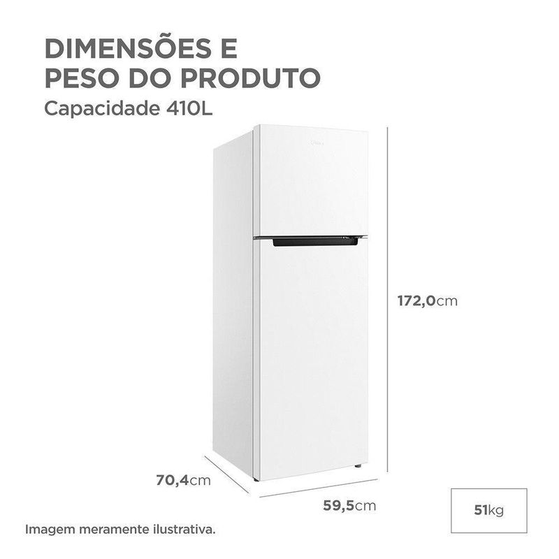 Geladeira MDRT554EVF 410 Litros Cycle Defrost Duplex Midea Branco 110V