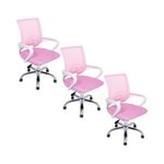 Kit 3 Cadeiras De Escritório Oficial Begônia Ergonômico Rosa