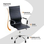 Kit 6 Cadeira Escritório Esteirinha Oficial Alta Preto