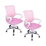 Kit 2 Cadeiras De Escritório Oficial Begônia Ergonômico Rosa