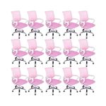 Kit 15 Cadeiras De Escritório Begonia Tela Mesh Ergonômico Rosa