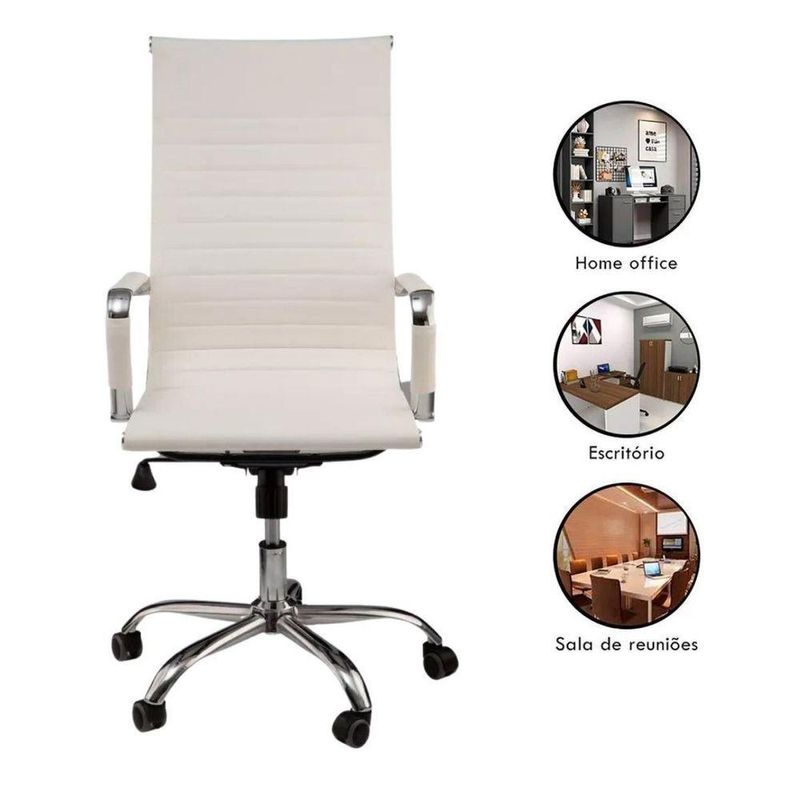 Cadeira De Escritório Esteirinha Giratória Ergonômica Alta Branco