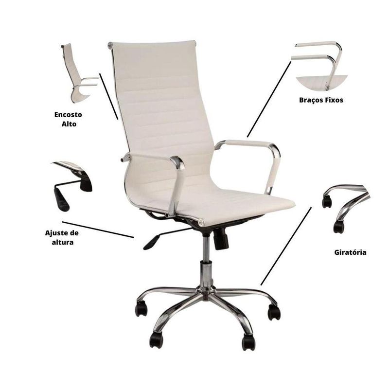 Cadeira De Escritório Esteirinha Giratória Ergonômica Alta Branco