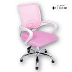 Cadeira De Escritório Oficial Begonia Tela Mesh Ergonômica Rosa 1