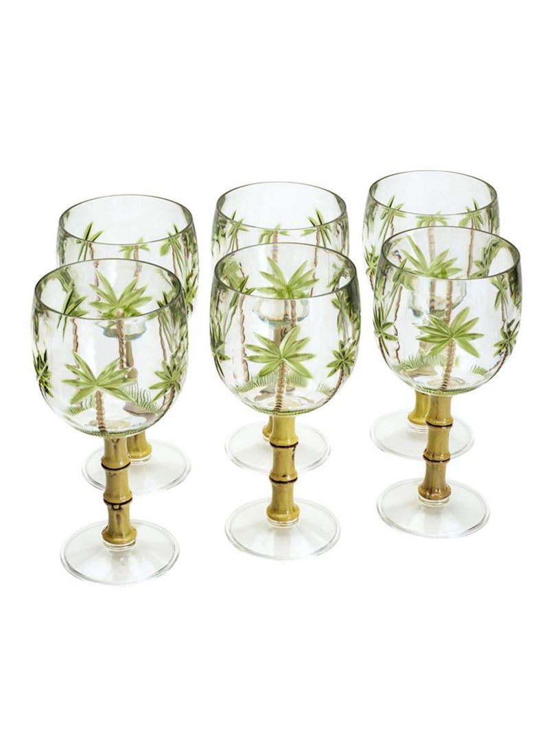 6 taças wolff palm tree de acrílico verde 495ml