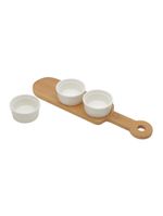 3 petisqueiras com bandeja wolff de bambu 33cm x 8cm x 4cm