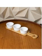 3 petisqueiras com bandeja wolff de bambu 33cm x 8cm x 4cm