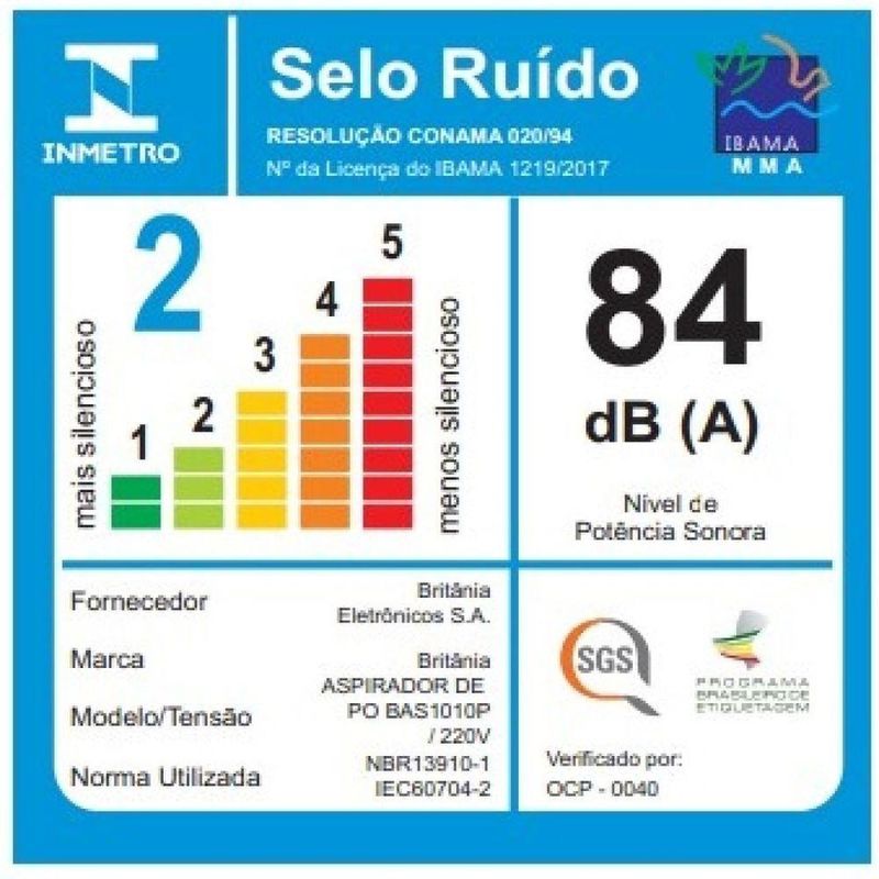 Aspirador De Pó Britânia BAS1010P 2 Em 1 Filtro Hepa 600ml 1000W 220V