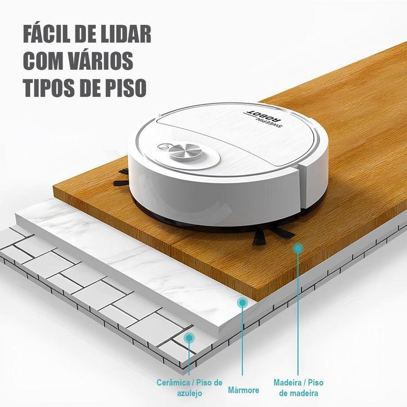 Robô Aspirador de Pó Draik Automático USB Recarregável com MOP Branco Bivolt