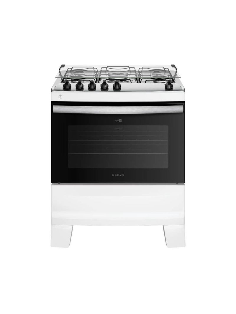 Fogão Atlas Agile Up Piso 5 Bocas Branco Mesa de Inox Bivolt (300001723)