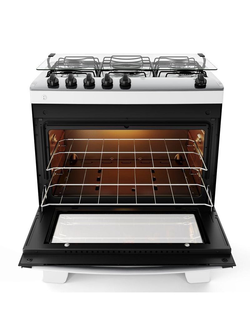 Fogão Atlas Agile Up Piso 5 Bocas Branco Mesa de Inox Bivolt (300001723)