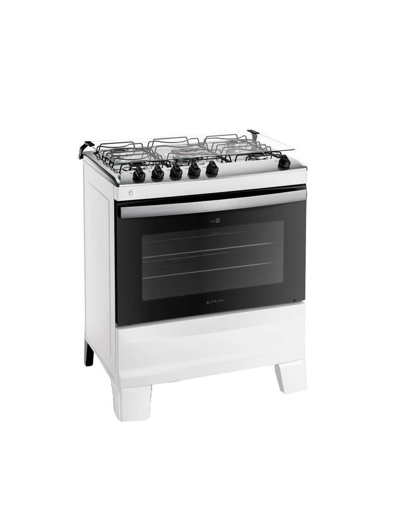 Fogão Atlas Agile Up Piso 5 Bocas Branco Mesa de Inox Bivolt (300001723)