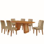 Mesa De Jantar Carolina Com 6 Cadeiras Moderna Mobilia Turim 07/ Laminado