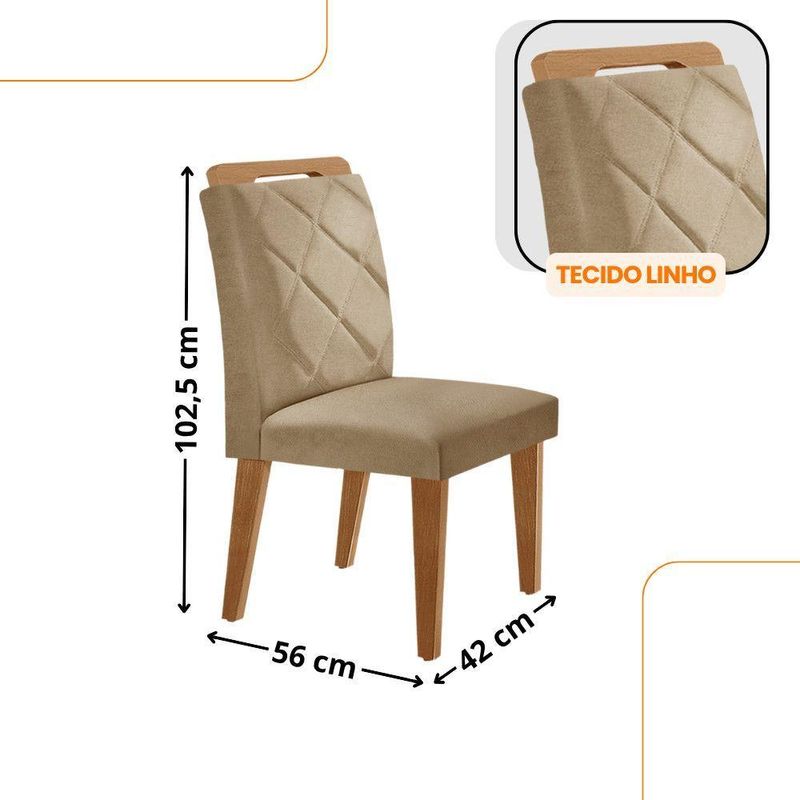 Mesa De Jantar Carolina Com 6 Cadeiras Moderna Mobilia Turim 07/ Laminado
