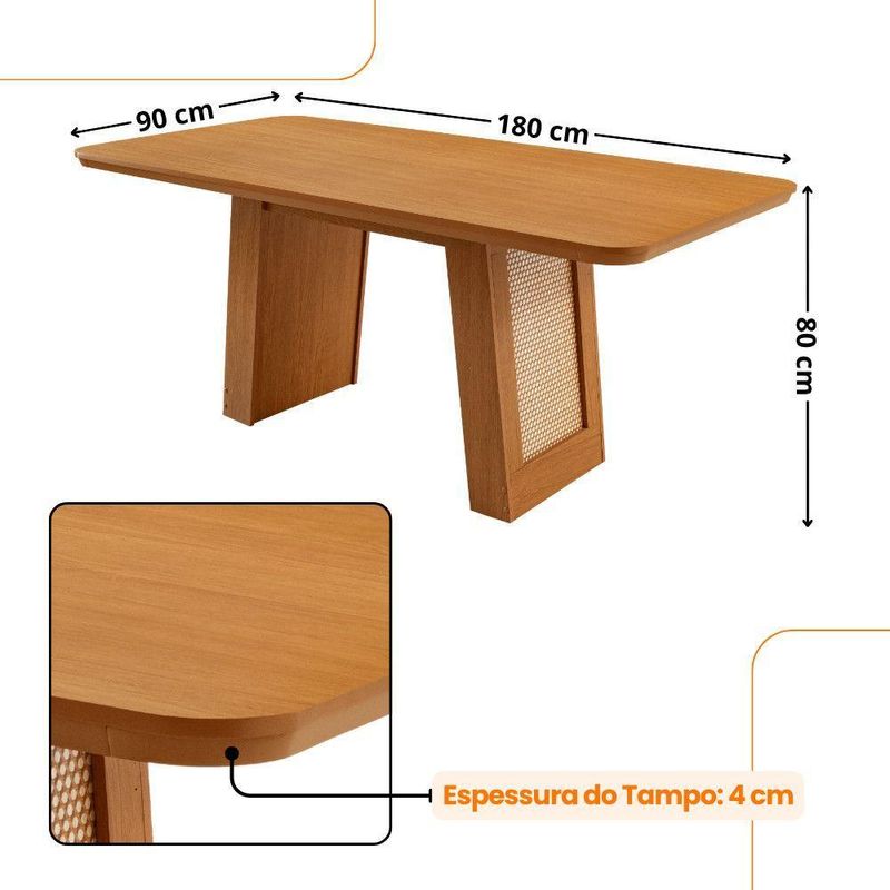 Mesa De Jantar Carolina Com 6 Cadeiras Moderna Mobilia Turim 07/ Laminado