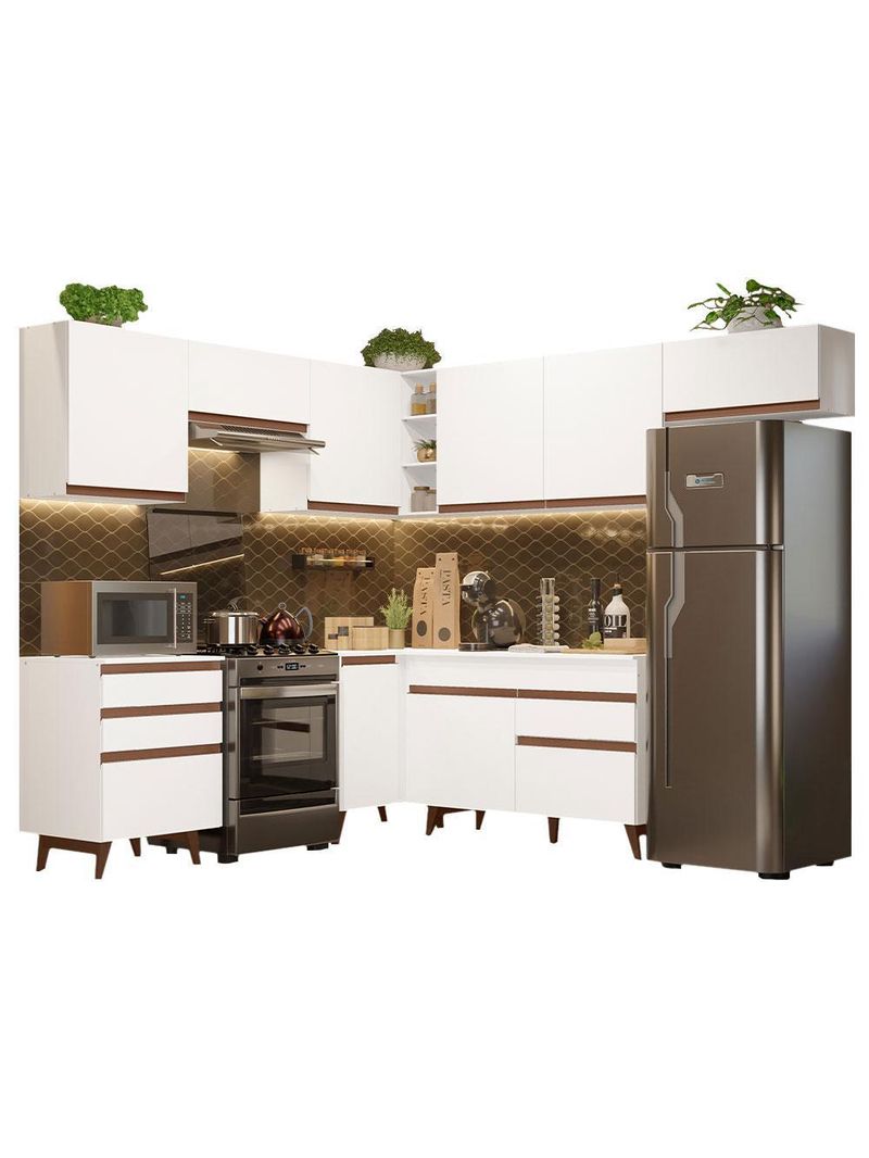 Armário de cozinha completa de canto 462cm branco reims madesa 03