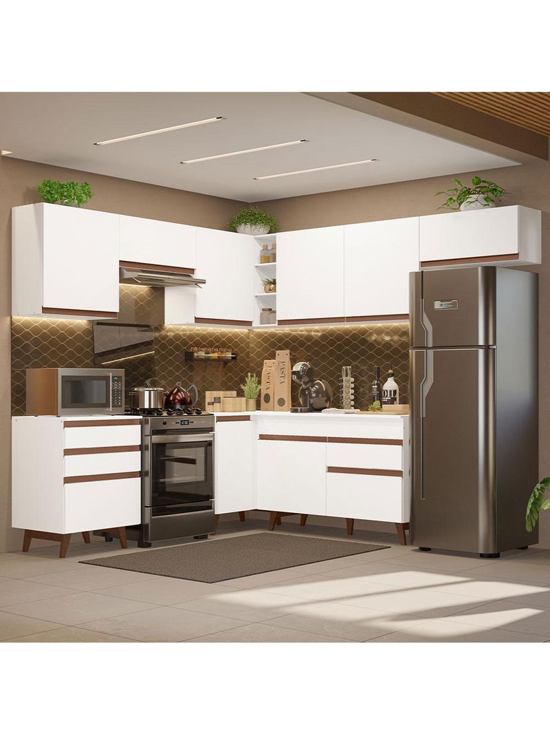 Armário de cozinha completa de canto 462cm branco reims madesa 03