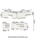 Armário de cozinha completa de canto 462cm branco reims madesa 03