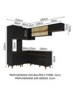 Armário de cozinha completa de canto 392cm preto reims madesa 03