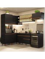 Armário de cozinha completa de canto 392cm preto reims madesa 03