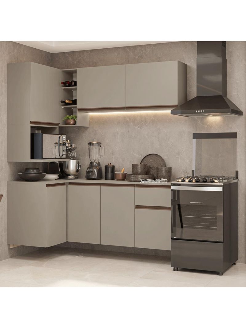 Armário de cozinha completa de canto 265 cm suspensa  nice madesa 06