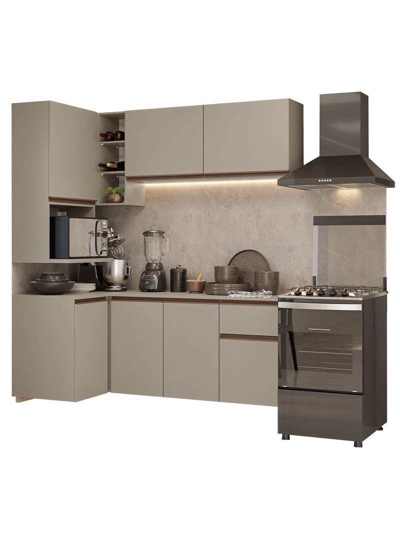 Armário de cozinha completa de canto 265 cm suspensa  nice madesa 06