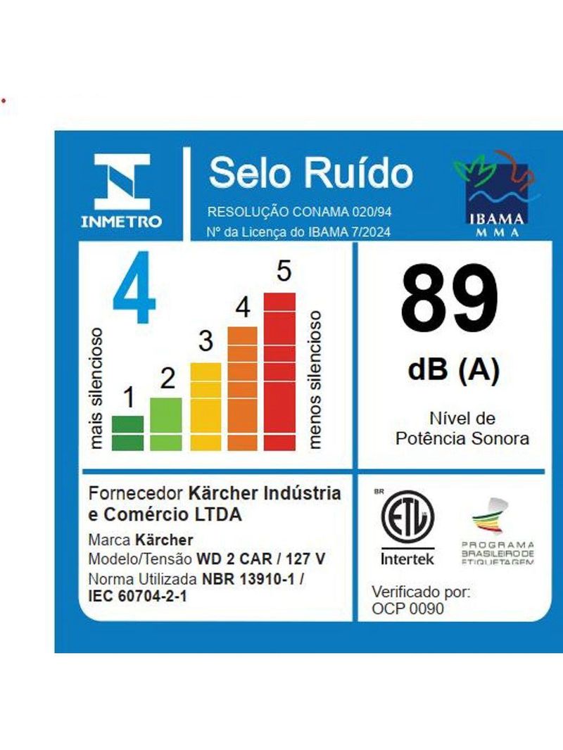 Aspirador de Pó e Líquidos WD2 Car Kärcher 1300W - Kit Completo para Carros 110V