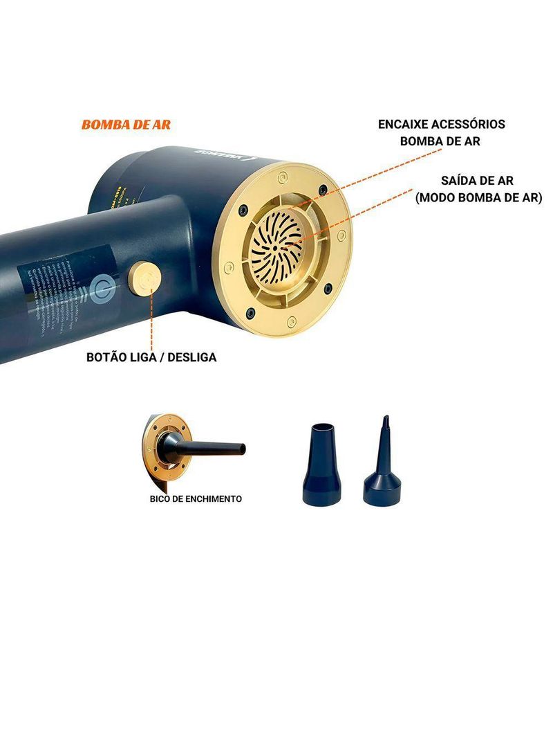 Aspirador 3 Em 1 Portátil Bom-8919 – Aspira Sopra E Infla Multifuncional 110V