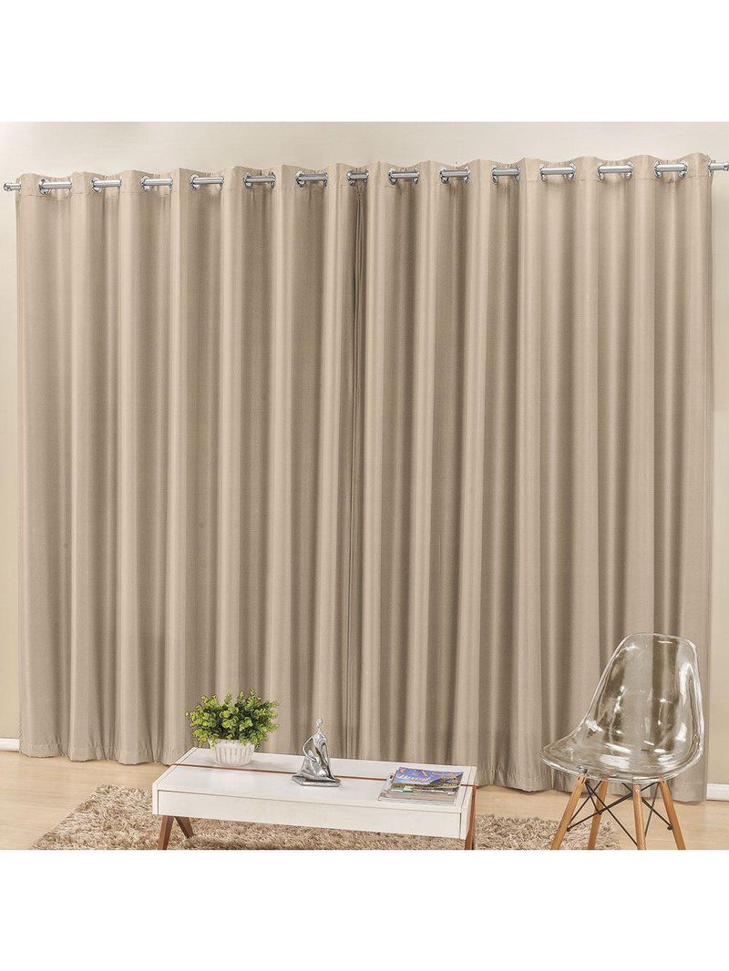 Cortina madri para varão tecido semi blackout 2,00m x 1,70m sala quarto - bege