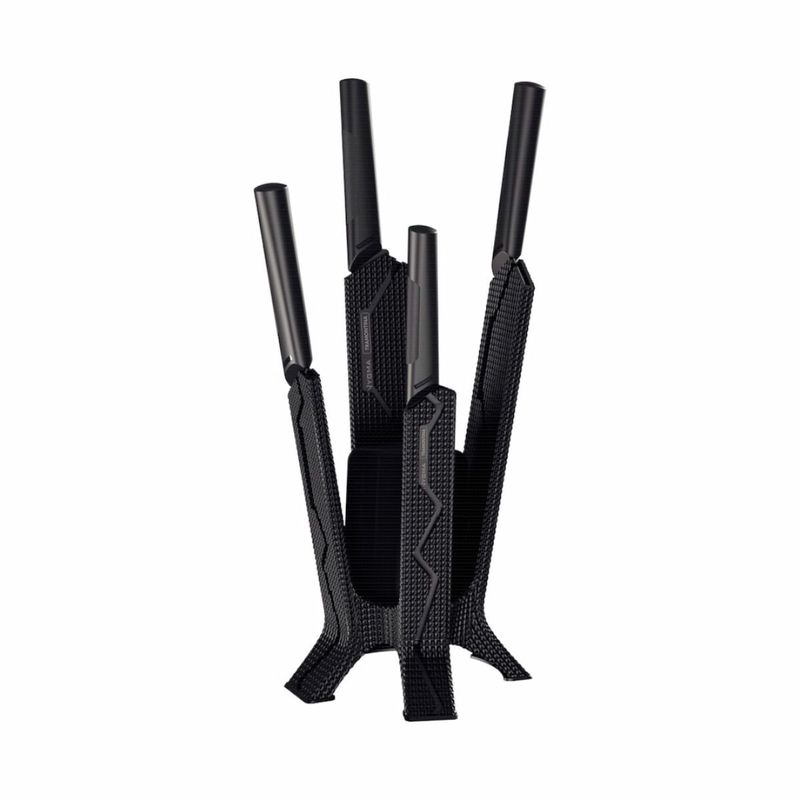 Jogo de Facas Tramontina Nygma com Lâmina em Aço Inox e Cabos de Polipropileno Preto com Suporte e Caixa de Som 06 Peças