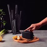 Jogo de Facas Tramontina Nygma com Lâmina em Aço Inox e Cabos de Polipropileno Preto com Suporte e Caixa de Som 06 Peças