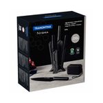 Jogo de Facas Tramontina Nygma com Lâmina em Aço Inox e Cabos de Polipropileno Preto com Suporte e Caixa de Som 06 Peças