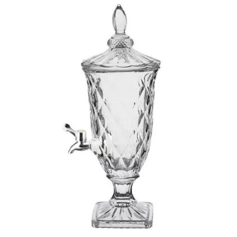 Suqueira Vidro Cristal 2 Litros Com Torneira Luxo Para Festa