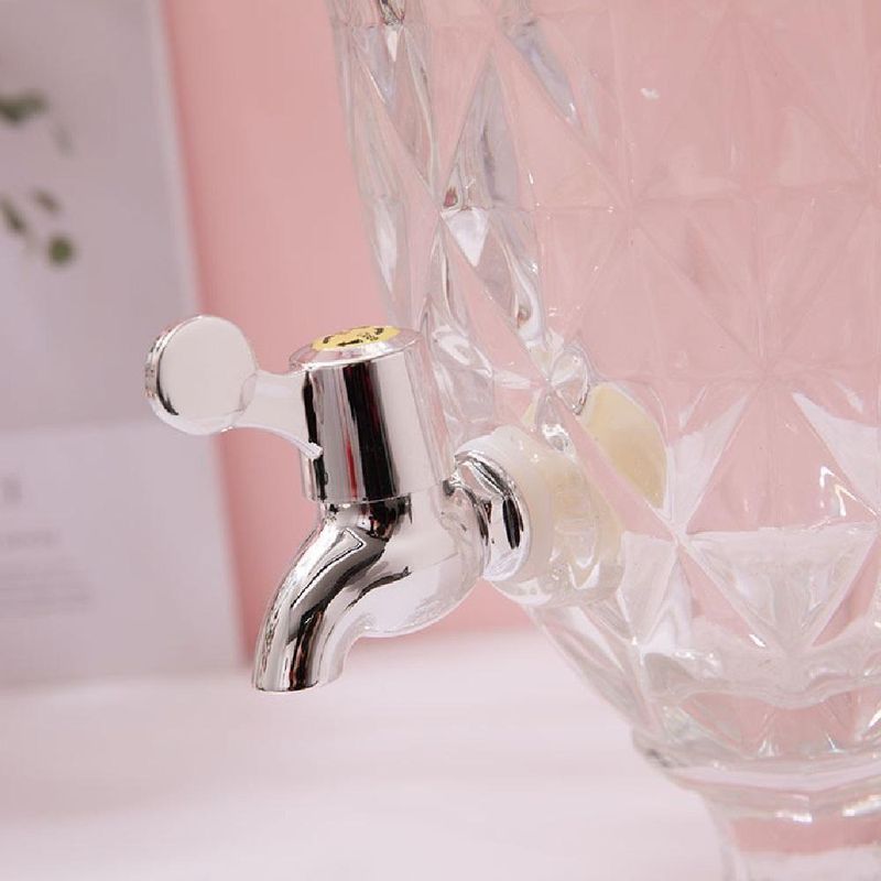 Suqueira Vidro Cristal 2 Litros Com Torneira Luxo Para Festa