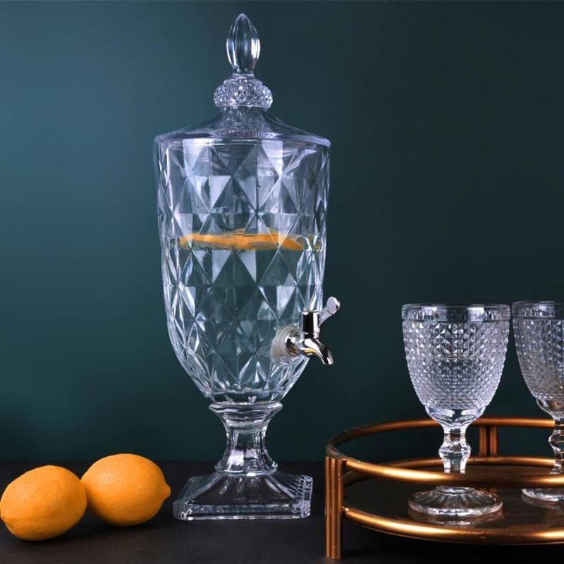 Suqueira Vidro Cristal 2 Litros Com Torneira Luxo Para Festa