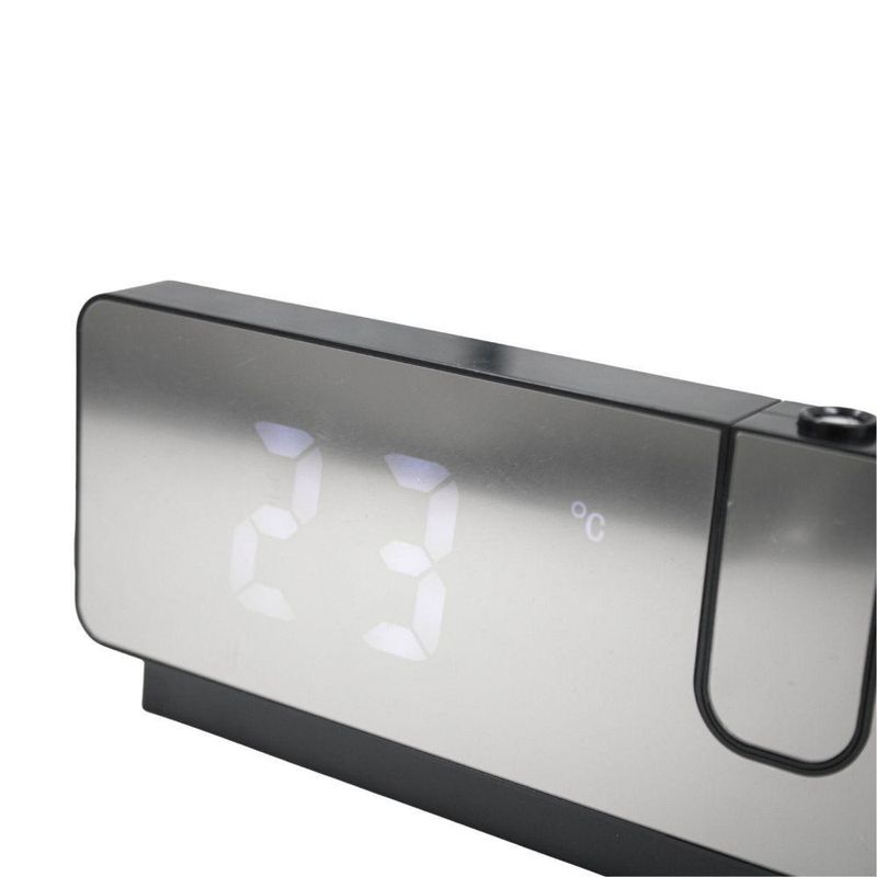 Relógio Despertador Led Espelhado Com Projetor De Hora E Termômetro – Usb Tipo - Preto