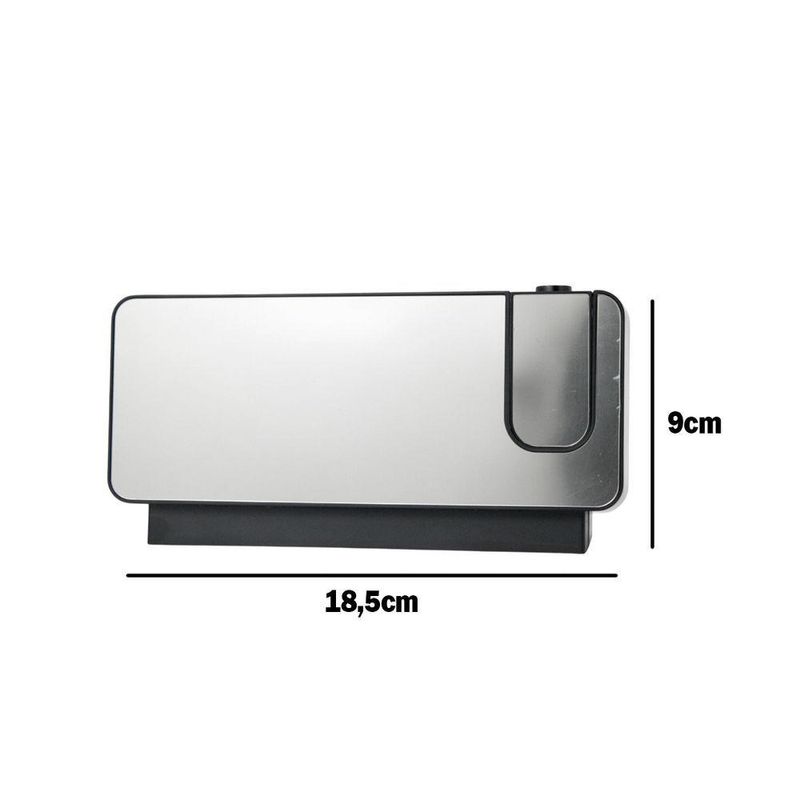 Relógio Despertador Led Espelhado Com Projetor De Hora E Termômetro – Usb Tipo - Preto