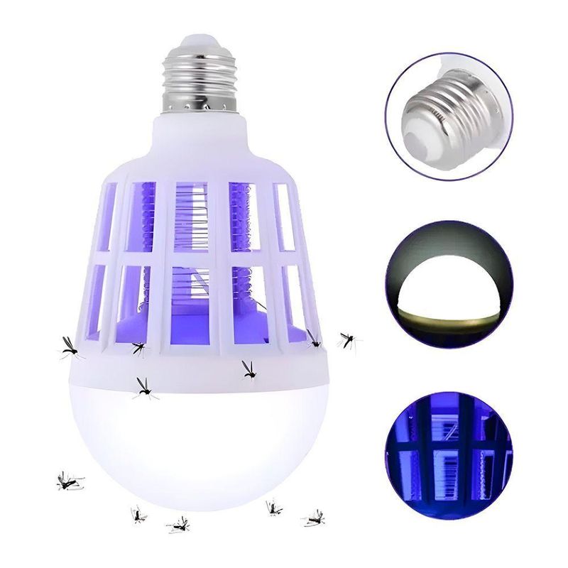 Lâmpada Repelente Luz Led Bocal Mata Mosquito Insetos