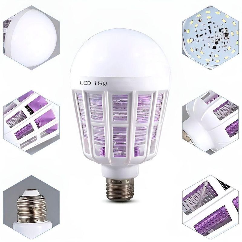 Lâmpada Repelente Luz Led Bocal Mata Mosquito Insetos