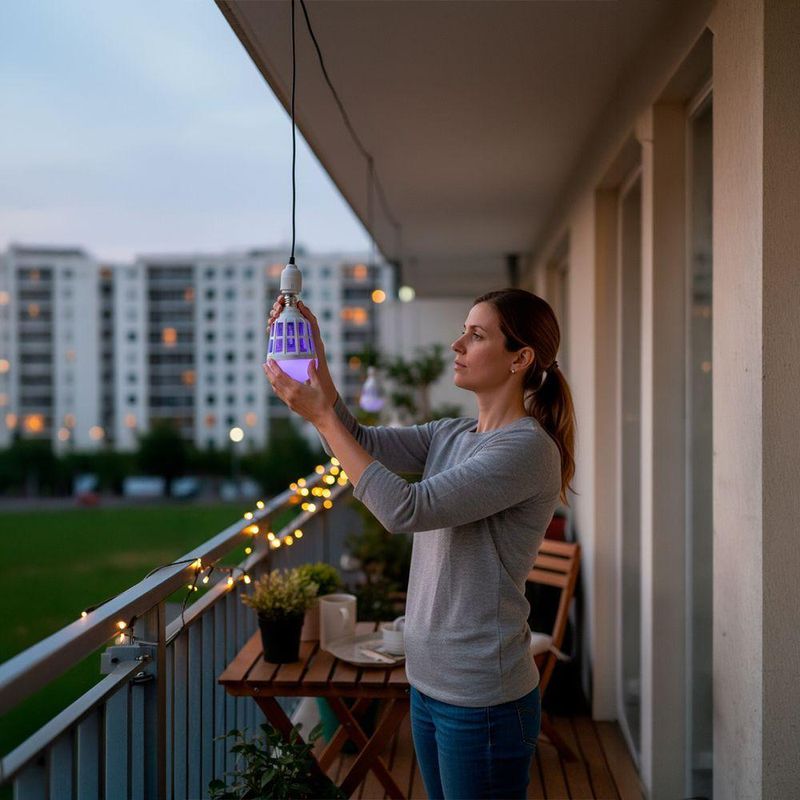 Lâmpada Repelente Luz Led Bocal Mata Mosquito Insetos