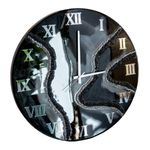 Relógio De Parede Grande 60cm Luxo - Fundo Preto Com Prata