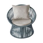 Poltrona Decorativa Estofada Sol Com Almofada Em Corda Náutica E Base Em Alumínio Cinza-cinza